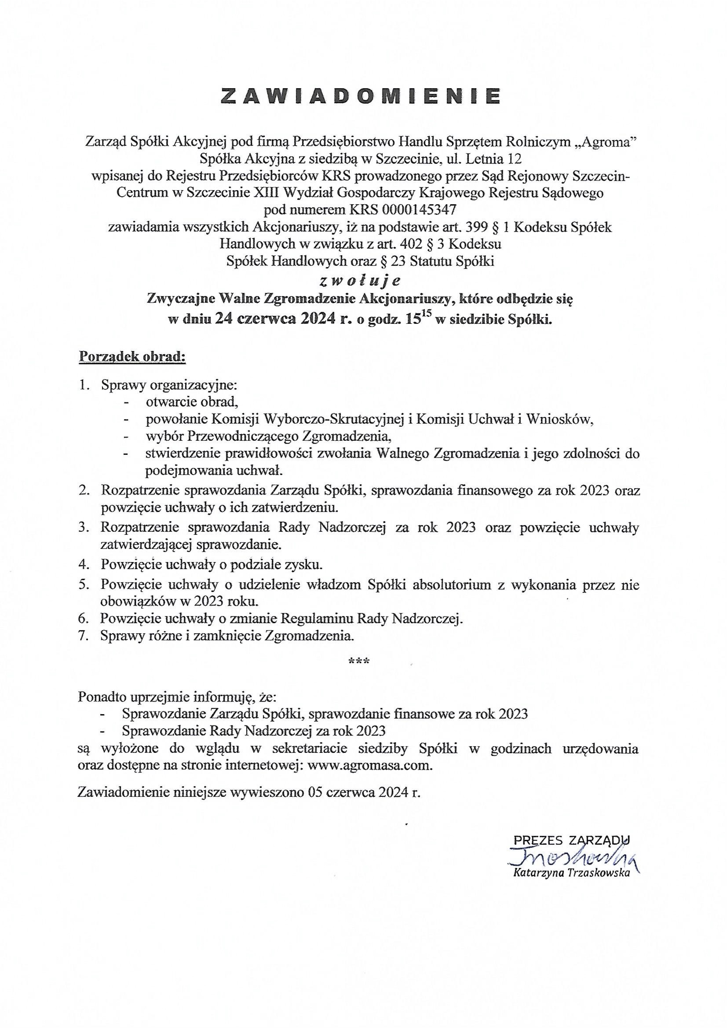 Zawiadomienie 2024
