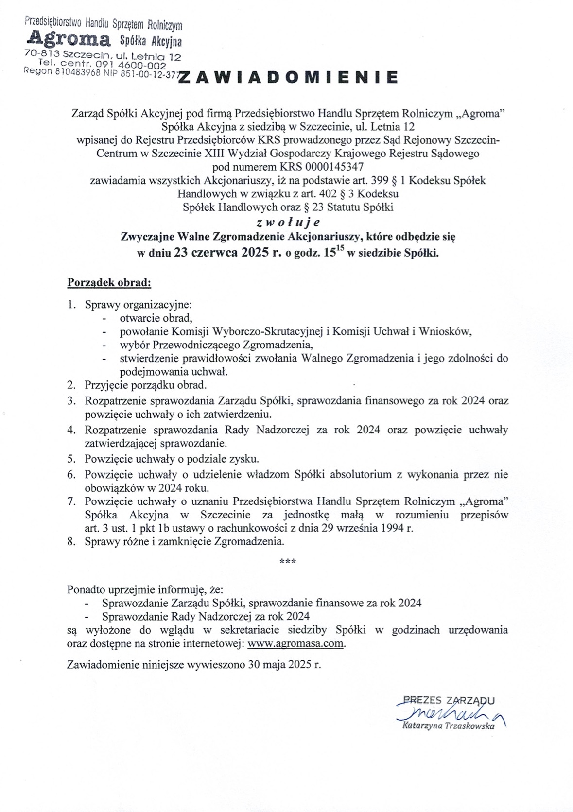 Walne zgromadzenie akcjonariuszy